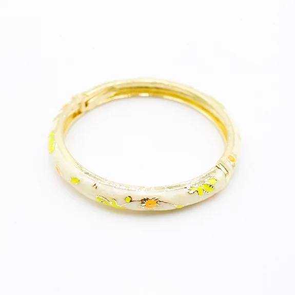 Bracelet jonc en émail coloré motif floral – Fermeture aimantée