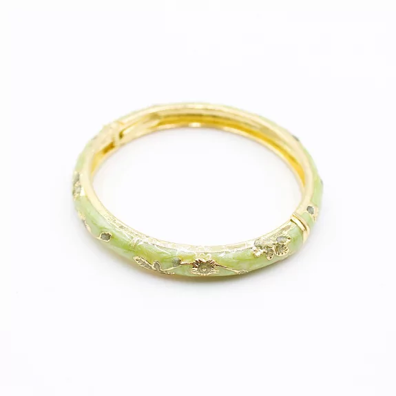 Bracelet jonc en émail coloré motif floral – Fermeture aimantée