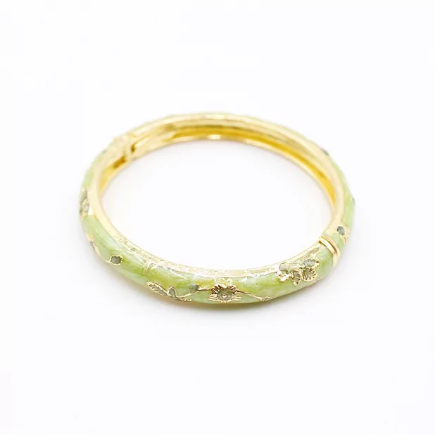 Bracelet jonc en émail coloré motif floral – Fermeture aimantée