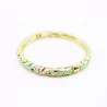 Bracelet jonc doré en émail fleuri avec strass – Fermeture aimantée