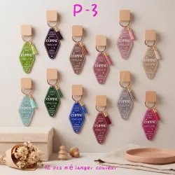 Pack de 12 porte-clés messages assortis – Couleurs mélangées