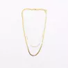 Collier 2 rangs acier doré, cristaux et perles d’eau douce