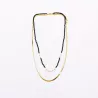 Collier 2 rangs acier doré, cristaux et perles d’eau douce