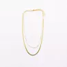 Collier 2 rangs acier doré, cristaux et perles d’eau douce