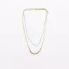 Collier 2 rangs acier doré, cristaux et perles d’eau douce