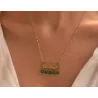 Collier LOVE en acier inoxydable doré – Perles pendantes élégantes