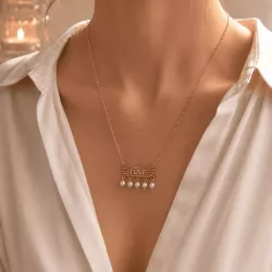 Collier LOVE en acier inoxydable doré – Perles pendantes élégantes