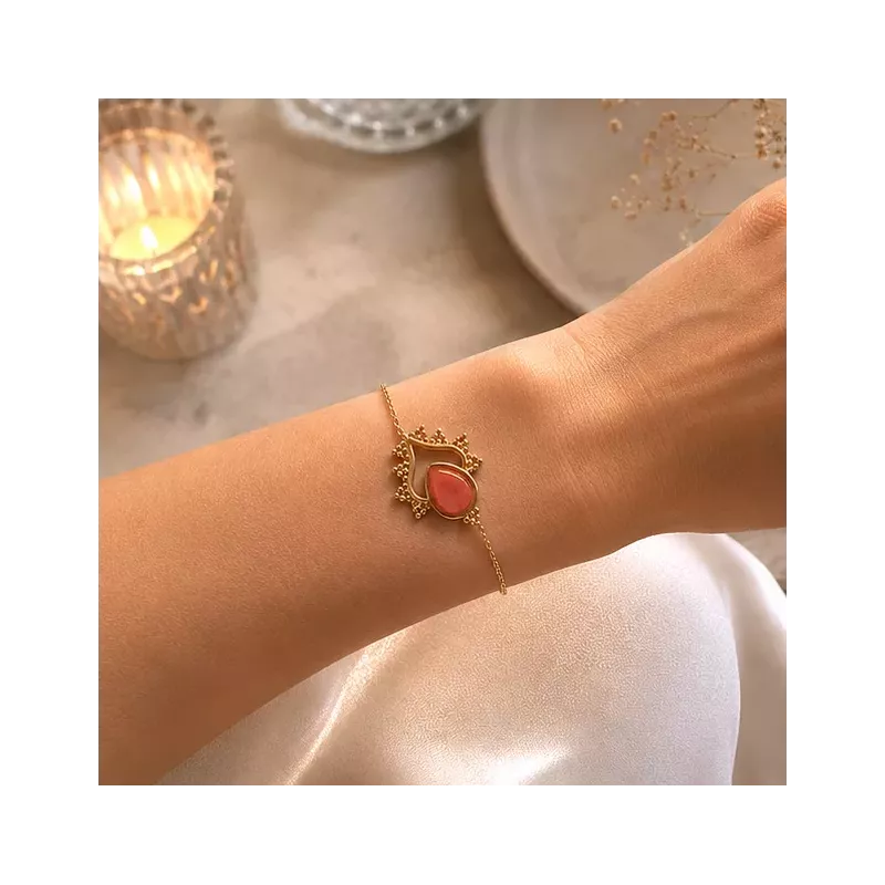 Bracelet goutte en acier inoxydable doré – Bracelet fin élégant