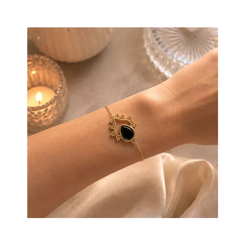 Bracelet goutte en acier inoxydable doré – Bracelet fin élégant