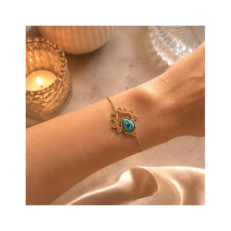 Bracelet goutte en acier inoxydable doré – Bracelet fin élégant