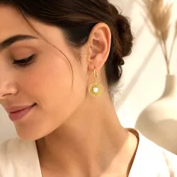 Boucles d’oreilles rondes dorées en acier inoxydable