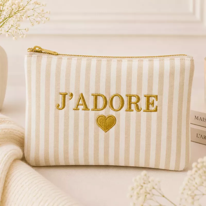 Pochette à rayures J’ADORE