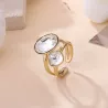 Bague ajustable en acier doré et cristaux