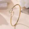 Jonc luxe en acier inoxydable doré et strass