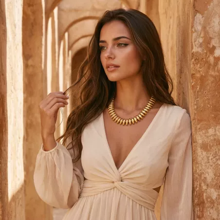 Collier doré maillons ovales en acier inoxydable