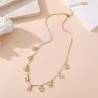 Collier doré fleurs et perles pendantes