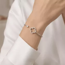 Jonc doré trèfle luxe avec strass