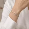 Jonc doré trèfle luxe avec strass