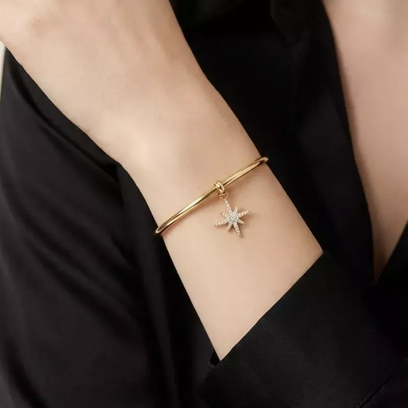Jonc acier étoile avec strass