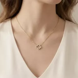 Collier trèfle avec strass motif luxe
