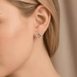 Boucles d’oreilles trèfle avec strass acier