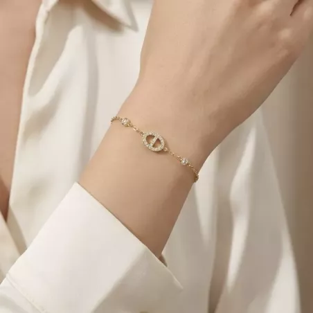 Bracelet chaîne motif luxe avec strass