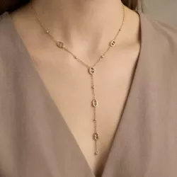 Collier Y luxe avec strass