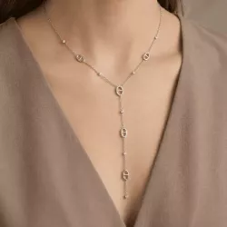 Collier Y luxe avec strass
