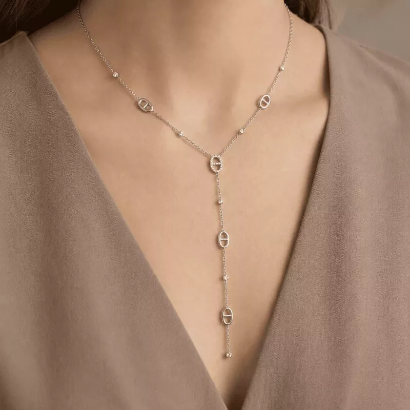 Collier Y luxe avec strass