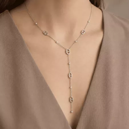 Collier Y luxe avec strass