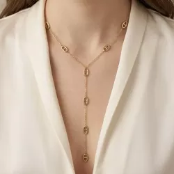 Collier Y motif luxe en acier inoxydable