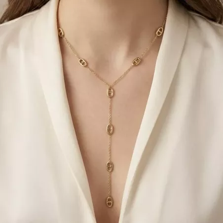 Collier Y motif luxe en acier inoxydable