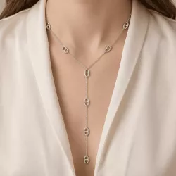 Collier Y motif luxe en acier inoxydable