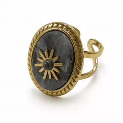 Bague Soleil en Acier Inoxydable – Cabochon Pierre Naturelle