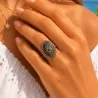 Bague Soleil en Acier Inoxydable – Cabochon Pierre Naturelle