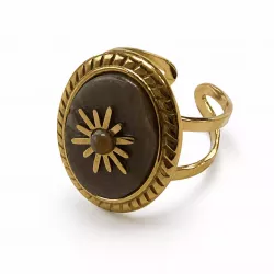 Bague Soleil en Acier Inoxydable – Cabochon Pierre Naturelle