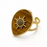Bague Œil de Tigre Ajustable Acier Inoxydable Doré