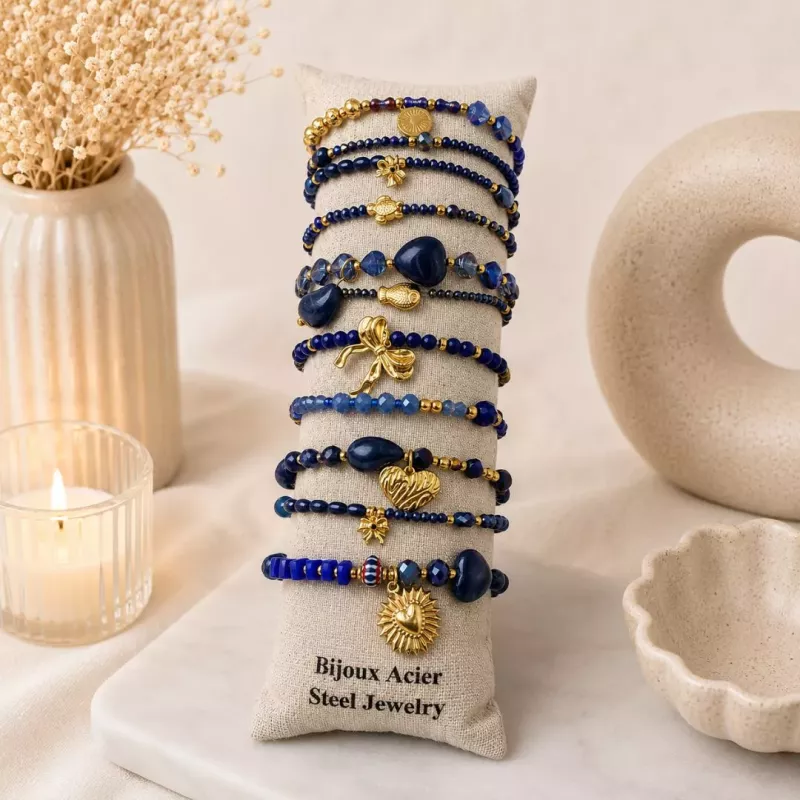 copy of copy of Pack de 12 bracelets acier - argenté noir