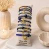 Pack de 12 bracelets cristal de verre et acier - marine