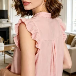 Pack 3 Chemises Femme 100% Coton Brodées Fleur – Blanc, Rose ou Jaune Pâle