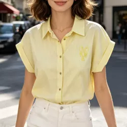 Chemise Rayée Brodée Femme - Pack de 2 Pièces | Bleu, Rose, rouge ou Jaune