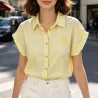 Chemise Rayée Brodée Femme - Pack de 2 Pièces | Bleu, Rose, rouge ou Jaune