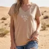 T-shirt Femme La Dolce Vita Délavé | Col V Coton Stretch