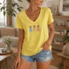 T-shirt Femme Col V Ananas Pastel | Coton Stretch