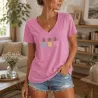 T-shirt Femme Col V Ananas Pastel | Coton Stretch