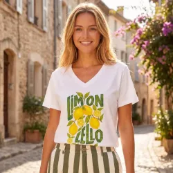 T-shirt Femme Limoncello Made in Italy | Col V Coton Stretch