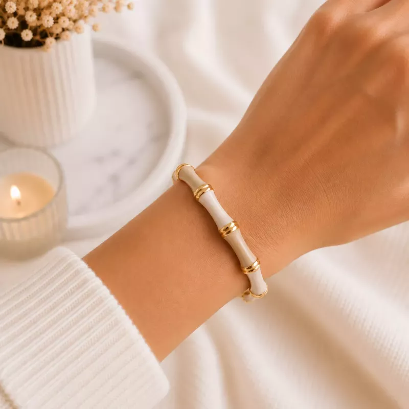 Bracelet jonc coloré effet bambou