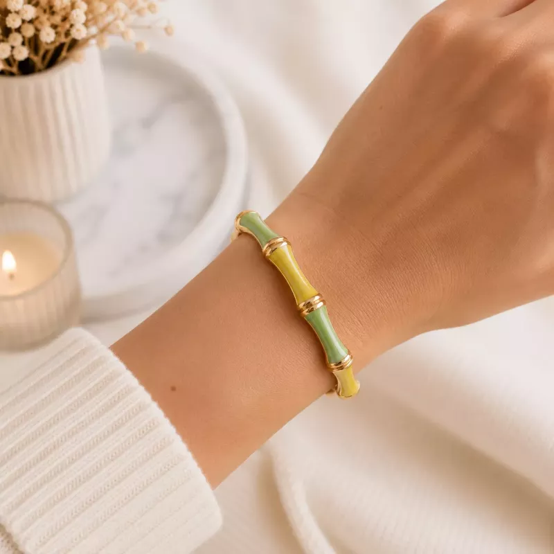 Bracelet jonc coloré effet bambou