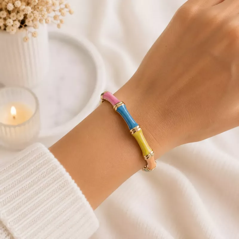 Bracelet jonc coloré effet bambou
