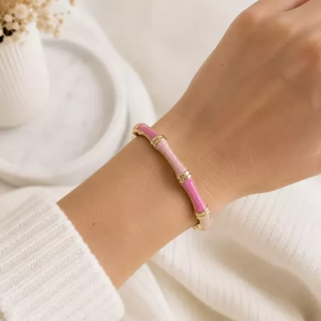 Bracelet jonc coloré effet bambou